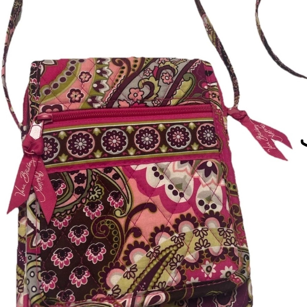 NWOT Vera Bradley Berry Paisley Crossbody bag Dark Pink Berry - Picture 10 of 12